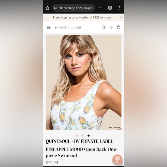 QUINTSOUL - BV PRIVATE LABEL PINEAPPLE MOOD Open Back One-piece Swimsuit SIZE M - Picture 6 of 10